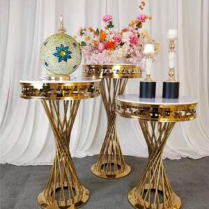 Gold Metal Round Frame Plinth Display Stand